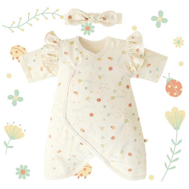 [SISSO organic cotton] Dancing little ladybug cool butterfly outfit + hair tie 3M 6M - Tops & T-Shirts - Cotton & Hemp White