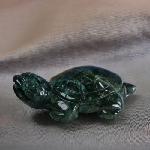 翡翠 亀 置物 幸運・長寿】老花緑翡翠亀の置物 |天然ビルマ翡翠 A グレード