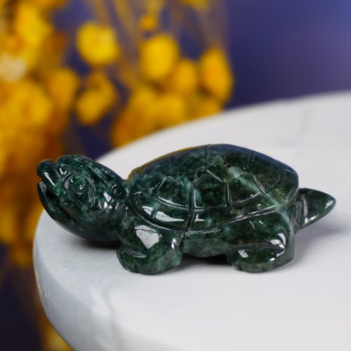 亀の置物 （翡翠） 幸運・長寿】老花緑翡翠亀の置物 |天然ビルマ翡翠 A グレード |贈り物