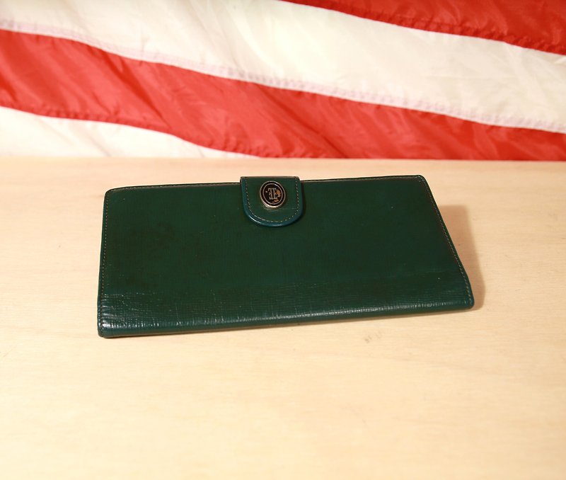 Back to Green:: 深墨綠 vintage wallet ( WT-59 ) - 長短皮夾/錢包 - 真皮 