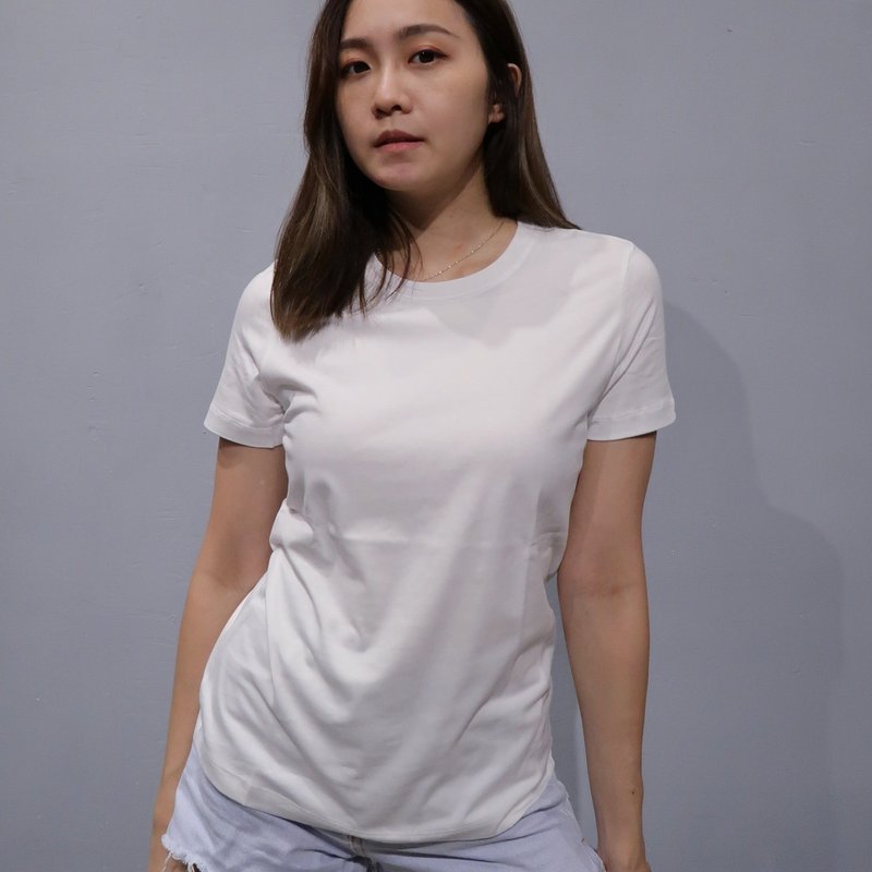 JSM 無重白 / 素白女子短 Tee / 極簡純淨日常款 - 女 T 恤 - 棉．麻 白色