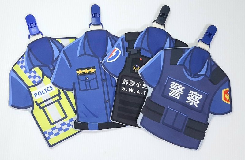 Cute handkerchief - 4 favorites of little boys from the police uniform series - ผ้ากันเปื้อน - ผ้าฝ้าย/ผ้าลินิน สีน้ำเงิน