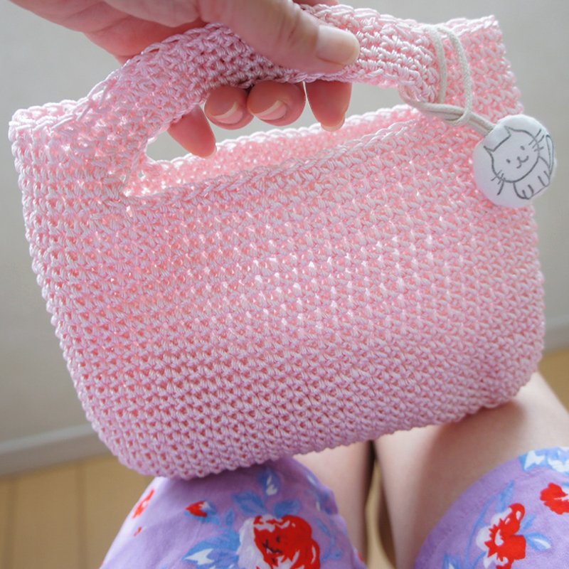 Ba-ba handmade Crochet bag  No.CSB34 - 手提包/手提袋 - 其他材質 粉紅色