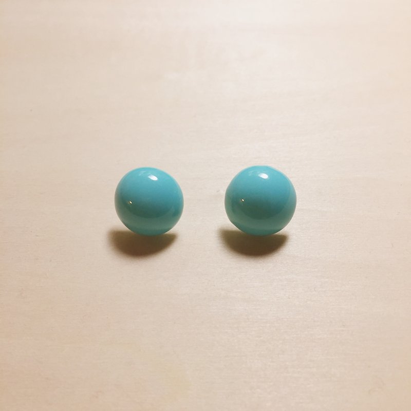 Vintage Blue Green 16mm Ball Earrings - Earrings & Clip-ons - Resin Blue