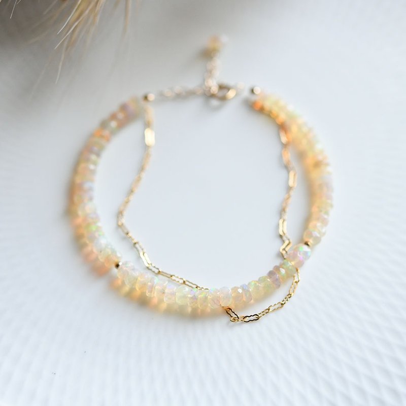 願いを叶う 幸福を得る妖精の石　 ウォーターオパールのブレスレット 10月誕生石 - 手鍊/手環 - 其他金屬 多色