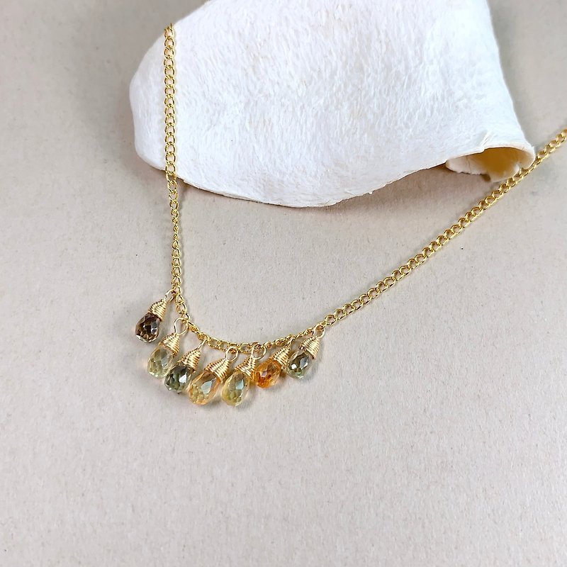 Natural Zircon Necklace | 14K Gold Filled - Necklaces - Gemstone Brown