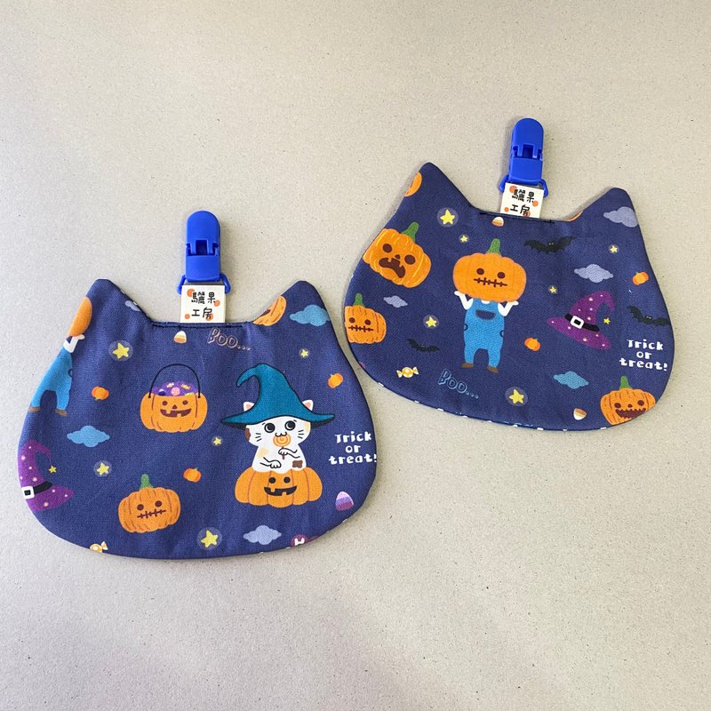 Cat Shaped Handkerchief | Halloween Series | Pumpkin | Magic Hat | - Bibs - Cotton & Hemp Multicolor