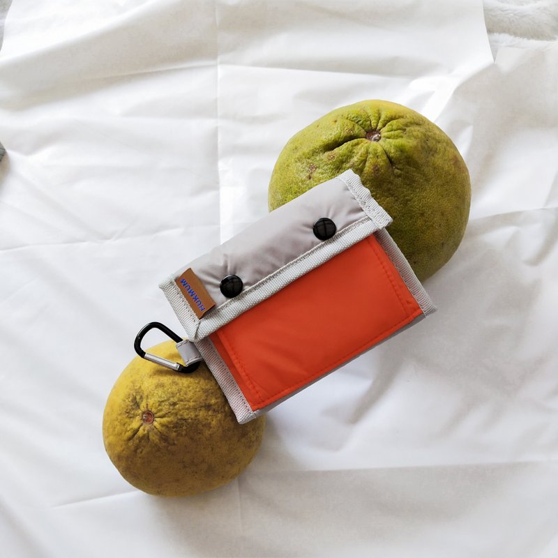 Pick lanyard wallet : Gray orange - 錢包/皮夾/長短夾 - 尼龍 灰色