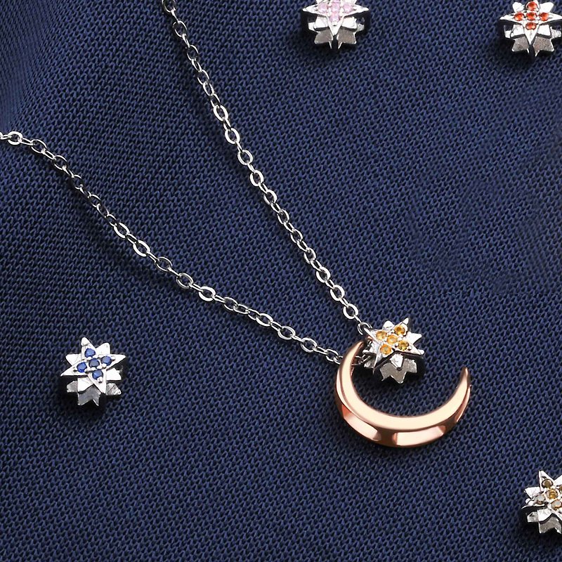 La Favore 925 Sterling Silver Crescent Birthstar Necklace - Necklaces - Sterling Silver Silver