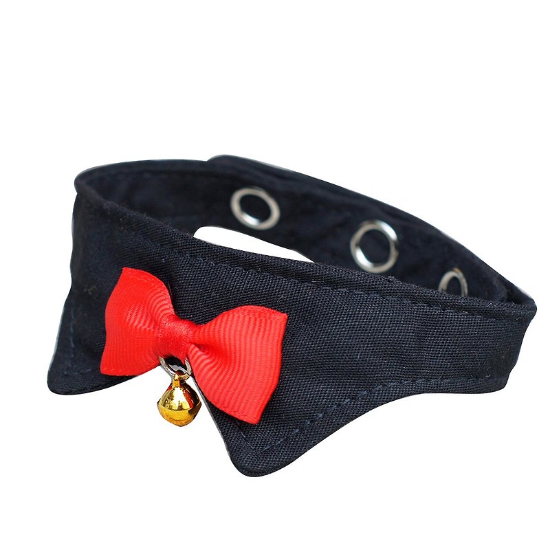 [AnnaNina] Pet cat collar/baby buckle for cats plain black - ปลอกคอ - ผ้าฝ้าย/ผ้าลินิน 