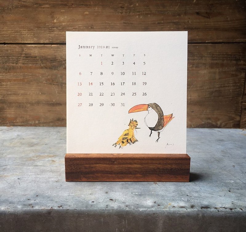 デスクカレンダー 2019 - 年曆/桌曆 - 紙 白色