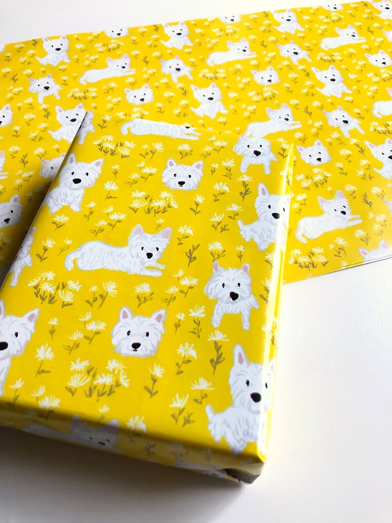 A set of 5 West Highland White Terriers - งานไม้/ไม้ไผ่/ตัดกระดาษ - กระดาษ สีเหลือง