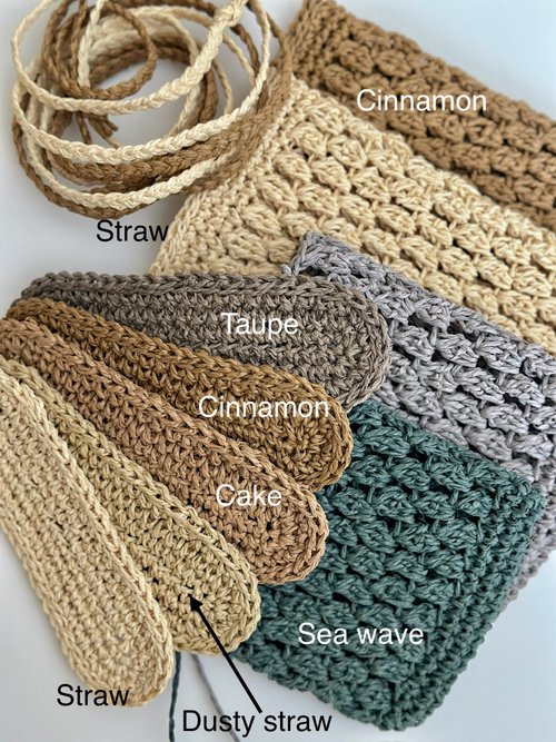 かぎ針編みのラフィアバッグ、かぎ針編みのショルダーペーパー