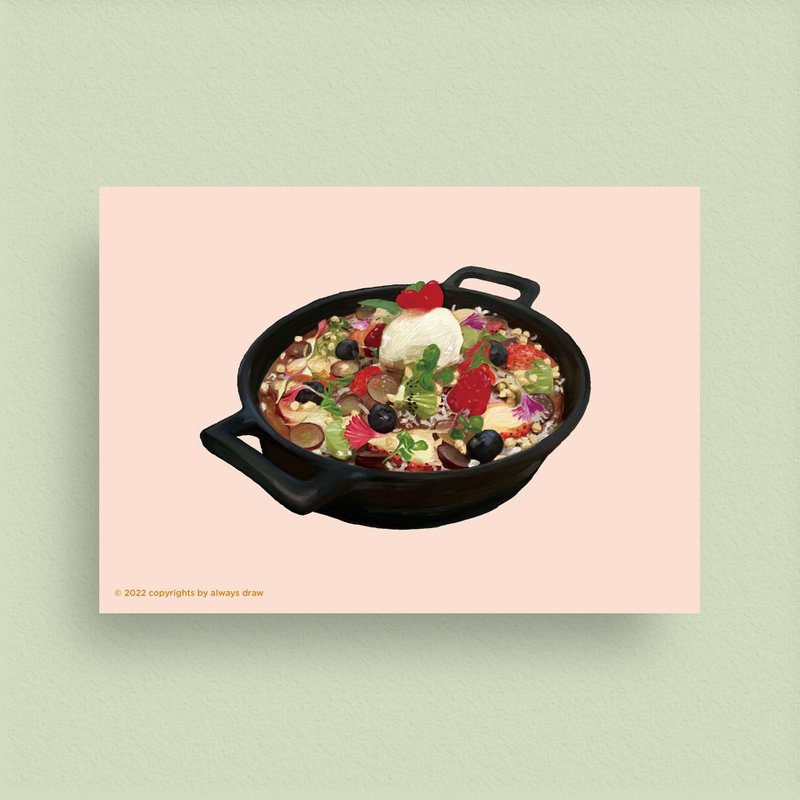 鬆餅明信片A - always eat 總繪吃系列 - 卡片/明信片 - 紙 粉紅色