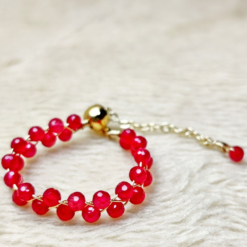 【設計款】14K金 熱處理紅寶石戒指 14K Gold Ruby Ring - 戒指 - 水晶 