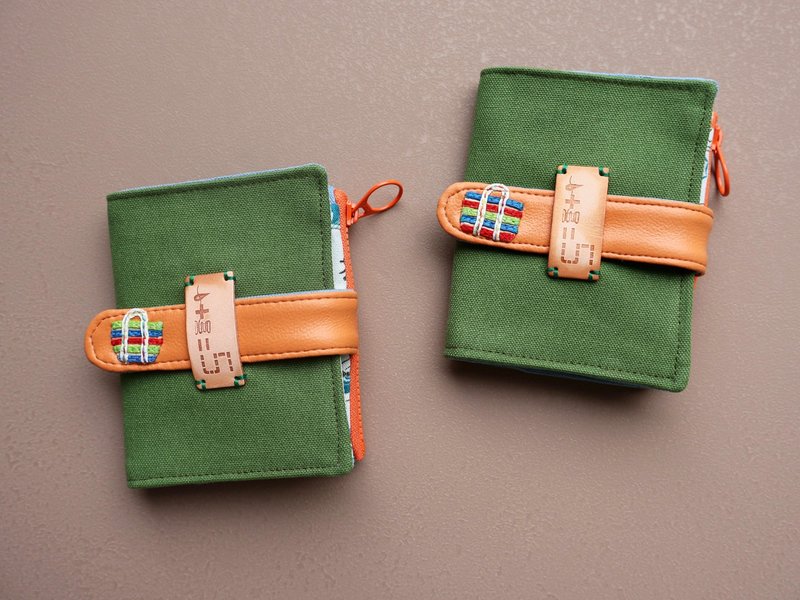 【fabric wallet】茄芷袋  布短夾/中短夾* - 錢包/皮夾/長短夾 - 棉．麻 綠色