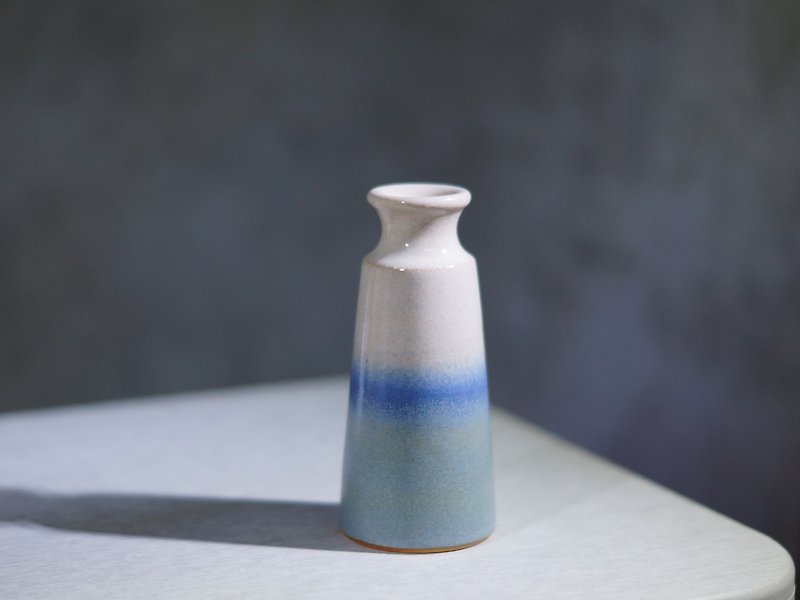 Matt blue and white high waist vase - Pottery & Ceramics - Pottery Multicolor