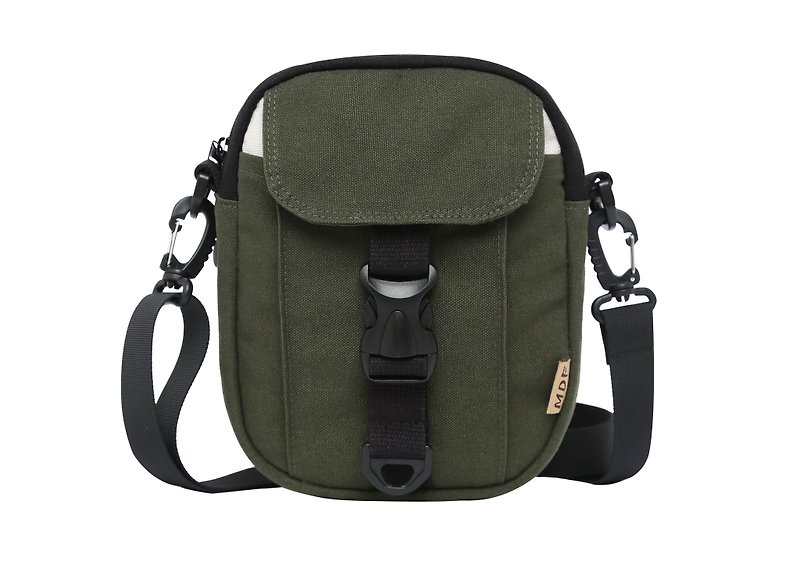 Army Green Side Backpack - กระเป๋าแมสเซนเจอร์ - ผ้าฝ้าย/ผ้าลินิน สีเขียว