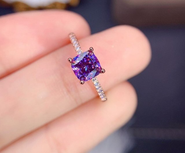 Purple moissanite online ring