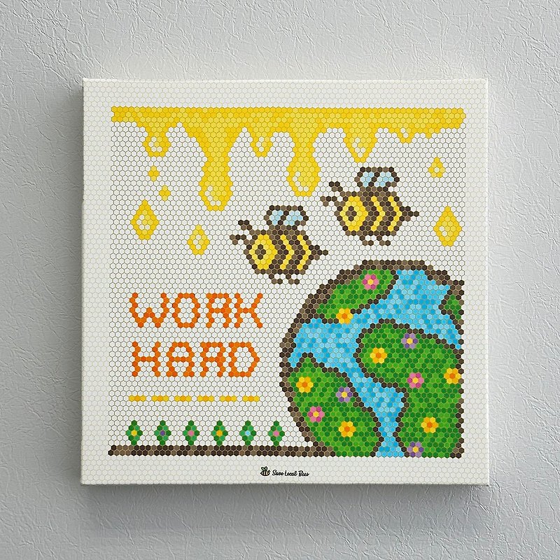 Save Local Bees Canvas - Work Hard - โปสเตอร์ - วัสดุอื่นๆ 