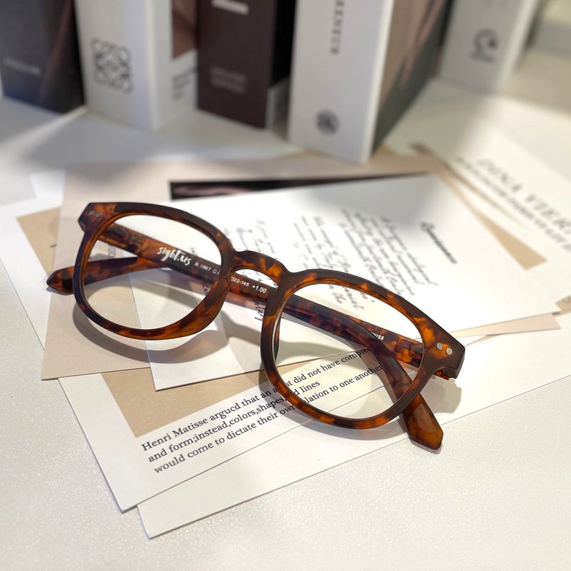 Sightus Blue Light Blocking Reading Glasses/Asian Classic Boston Frame/Tea Turtle - กรอบแว่นตา - พลาสติก สีนำ้ตาล