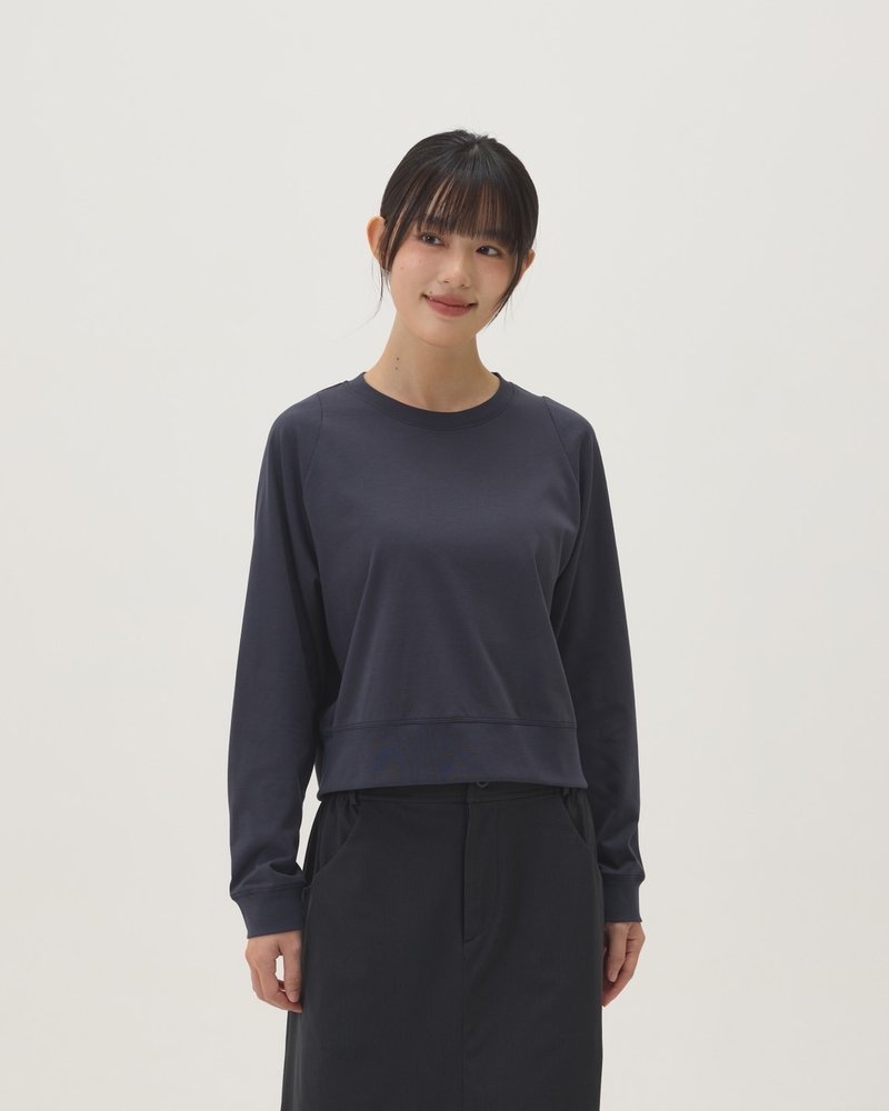 Variation Lachlan Sleeve T (Dark Blue) - Women's T-Shirts - Cotton & Hemp Blue