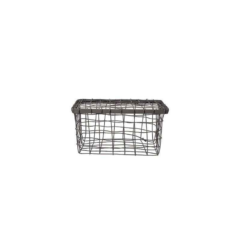 WIRE BASKET WITH LID Hand-knotted steel weave rattle storage basket / with cover - Shelves & Baskets - Stainless Steel Silver