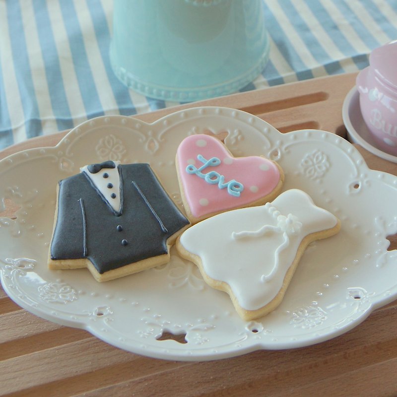 NIJI Cupcake婚禮系列西裝禮服禮盒(3片入) - 手工餅乾 - 新鮮食材 多色