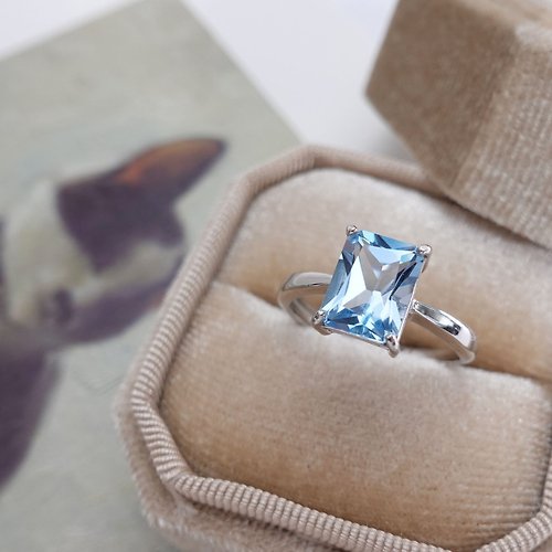 NOW jewelry 希望 湛藍瑞士藍 托帕石 晶體透徹 閃爍湛藍光澤 純銀戒指 禮物