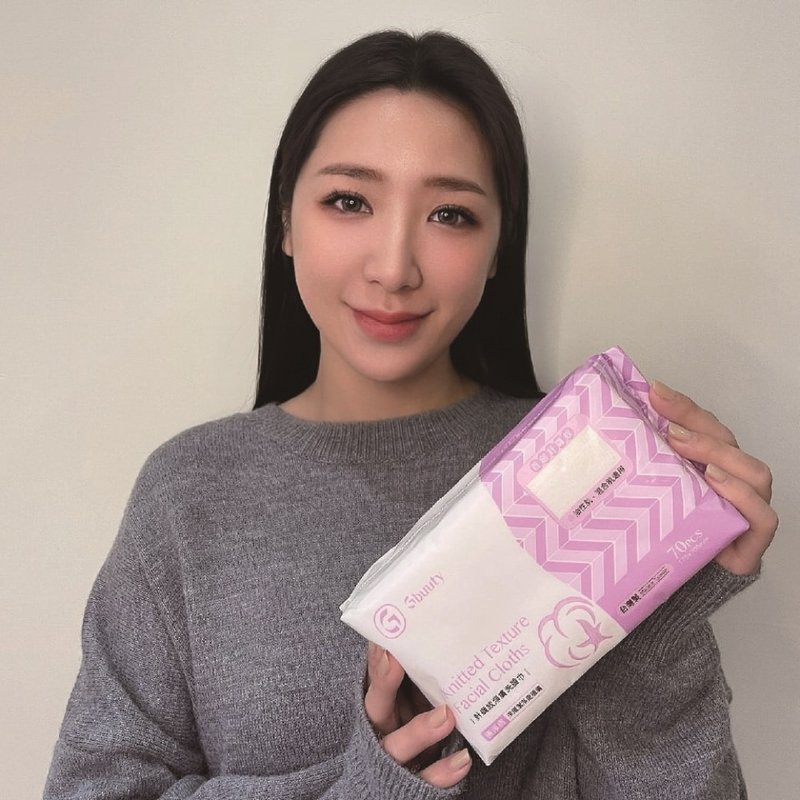 Jumeiti_Knitted texture cleansing face towel (70 sheets/bag) Disposable makeup remover, face wash and care - ผลิตภัณฑ์ทำความสะอาดหน้า - วัสดุอื่นๆ 