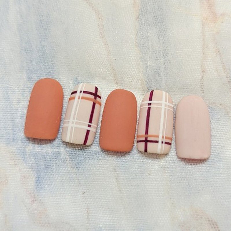 [Sweet Chestnut Plaid] Nail Art Patches/Wearing Armor - อื่นๆ - เรซิน 