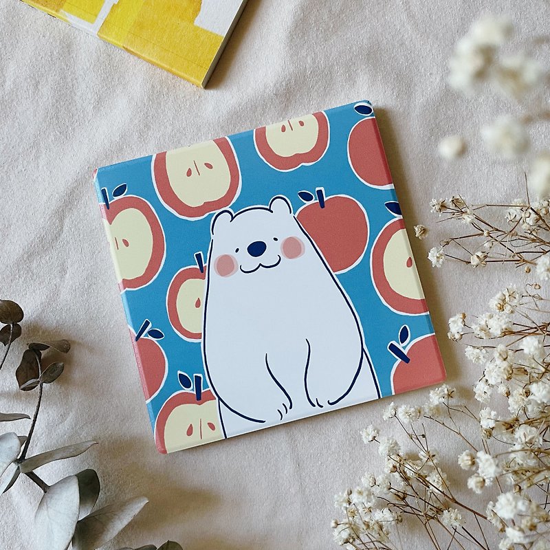Pottery Coasters - Apple Polar Bear/ Yingge Ceramic Absorbent Coaster/ Made in Taiwan