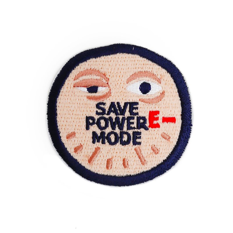 Embroidered Patch Save Power Mode, Bag Charm, Bag Accessories - 徽章/別針 - 繡線 卡其色