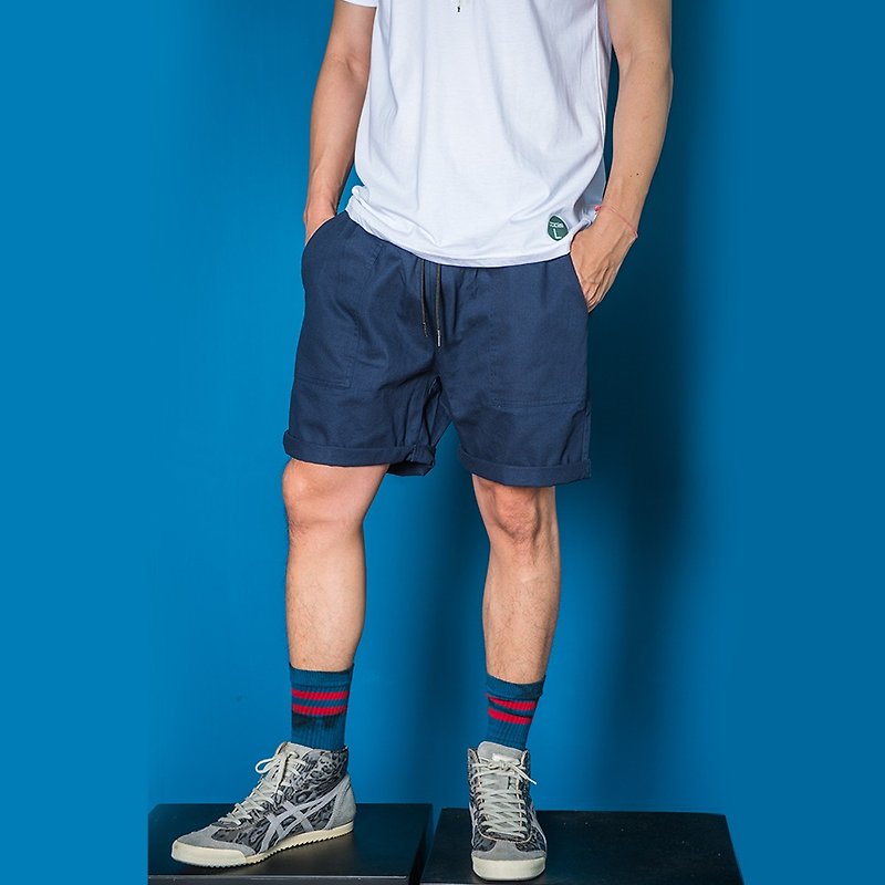 Personality Drawstring Casual Shorts 61425 - Men's Pants - Cotton & Hemp Blue