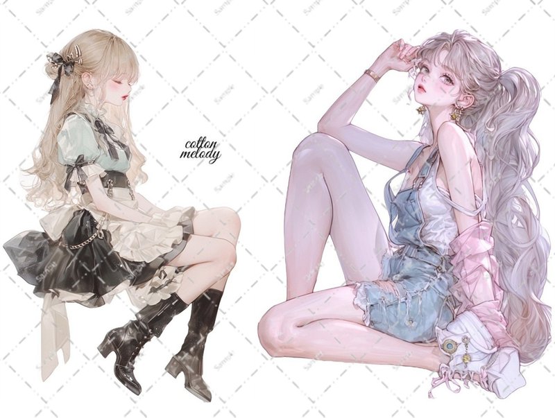 original sticker no.5816 人物ステッカー オリジナルステッカー 人物ステッカー 女の子ステッカー オリジナル人物ステッカー - 貼紙 - 紙 