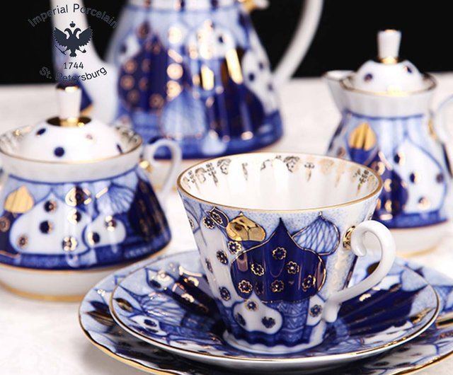 ロシアンスタイル-22Kゴールドハンドメイド14ピースアフタヌーンティーセット - ショップ Imperial Porcelain マグカップ -  Pinkoi