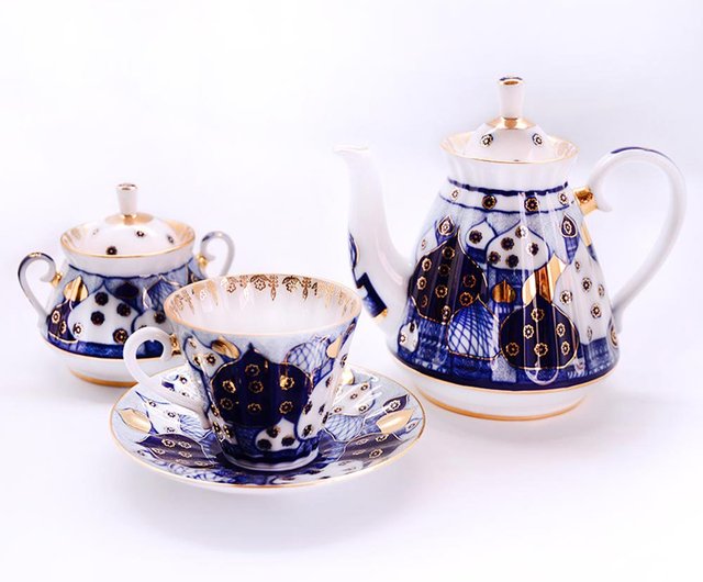 ロシアンスタイル-22Kゴールドハンドメイド14ピースアフタヌーンティーセット - ショップ Imperial Porcelain マグカップ -  Pinkoi