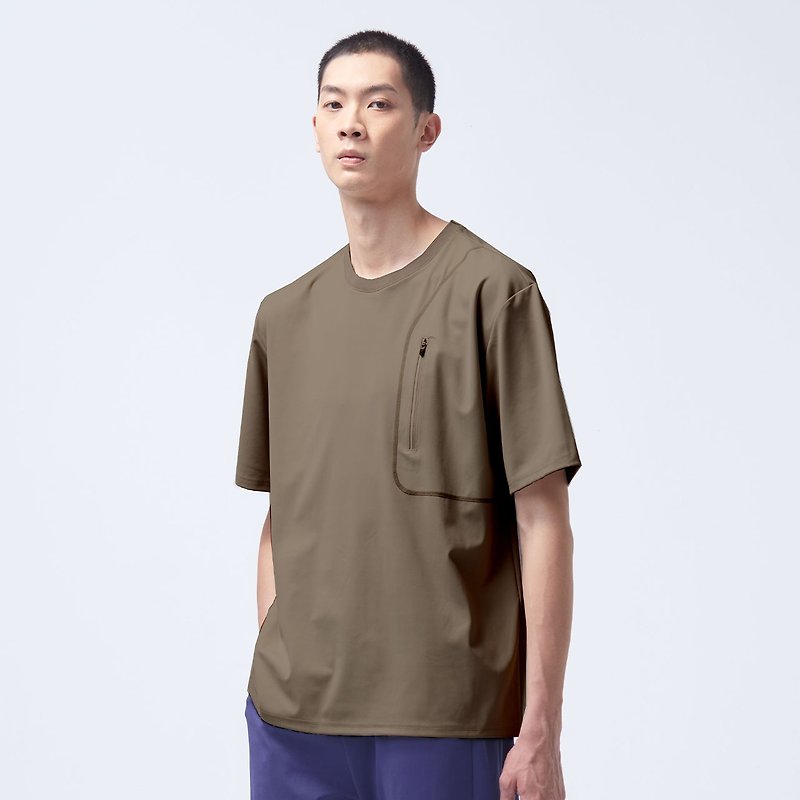 REBOOT Kinetic - Zip Pocket Top - Asphalt Green - เสื้อยืดผู้ชาย - เส้นใยสังเคราะห์ สีเขียว
