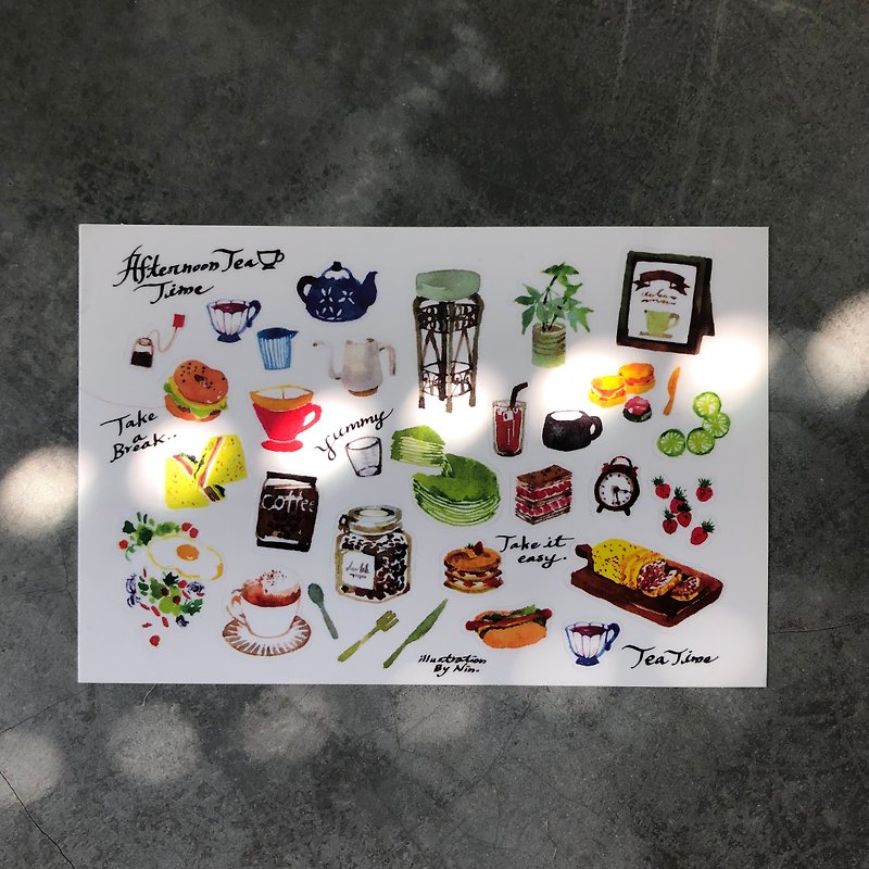 Mini afternoon tea transparent sticker - สติกเกอร์ - กระดาษ 