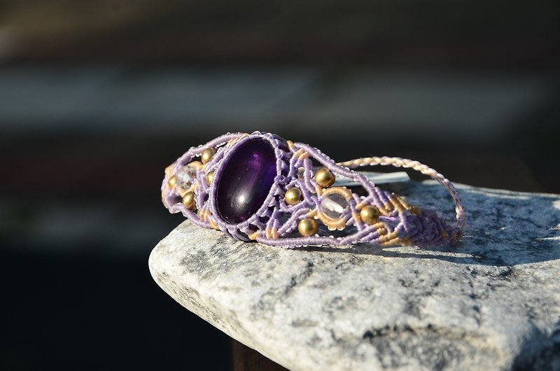 紫晶手制花邊編織手鍊 - 手鍊/手鐲 - 寶石 紫色