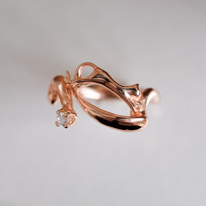 925純銀飾 夜貓奔跑晶鑽戒指 鑽色可換 可訂製戒圍 - 戒指 - 純銀 粉紅色
