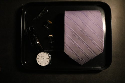 壞紳士 淺紫色暗條紋領帶男士時尚單品紳士風格necktie