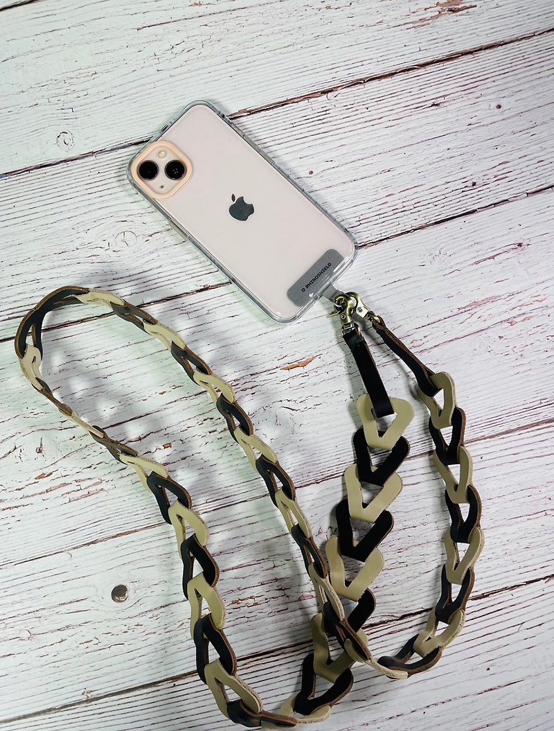 **Customized**Leather mobile phone strap/leather color matching/mobile phone lanyard/shoulder strap - เชือก/สายคล้อง - หนังแท้ สีส้ม