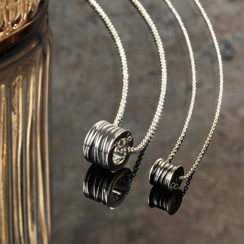 La Spirale 客製化刻字 不鏽鋼環形情侶項鍊 (6色) - 項鍊 - 不鏽鋼 銀色