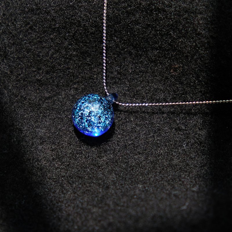 Blue Sparkling Stardust Mini Glass Pendant Necklace (13mm) - Necklaces - Glass Blue