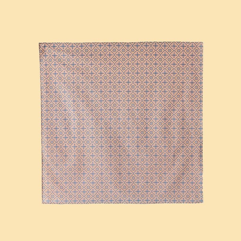70x70棉布大方巾/玻璃海棠/橘粉藍綠 - 編織/羊毛氈/布藝 - 棉．麻 