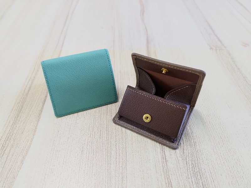 Square Coin Purse Alran Coin Purse Genuine Leather Fully Hand-stitched - กระเป๋าใส่เหรียญ - หนังแท้ 