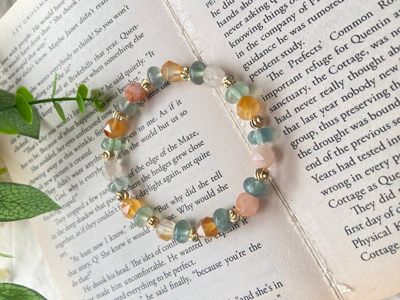 多彩瑪瑙/螢石 水晶手鍊 - 手鍊/手環 - 半寶石 多色