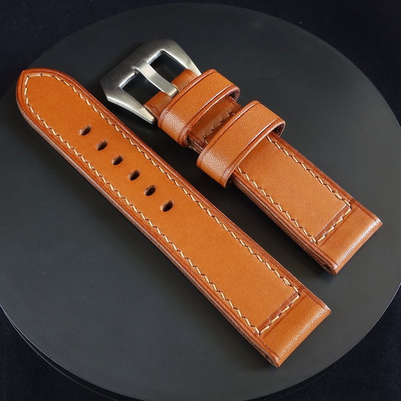 TAN watch strap for Panerai, watchband PAM style, watchstrap beige color - สายนาฬิกา - หนังแท้ สีนำ้ตาล