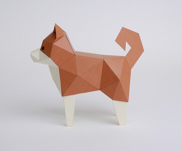 沼工芸 Kakukaku 動物造形立体折り紙 柴犬 ショップ Proptw Bamboo Paper Pinkoi